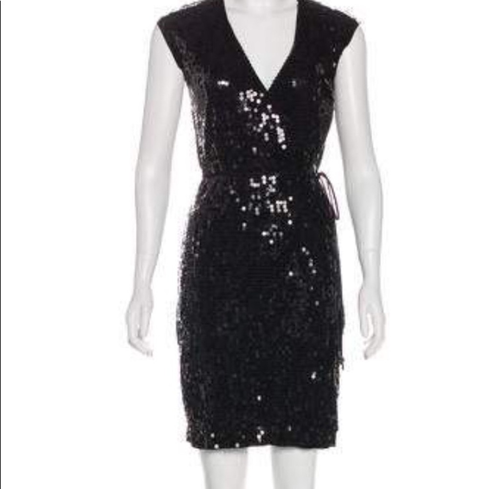 Michael Kors black sequin wrap dress sz large